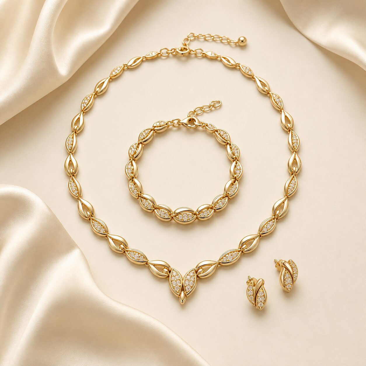 Parure bijoux doree premium